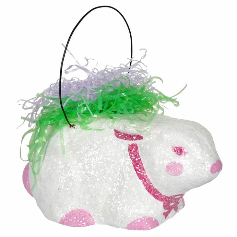 Glittered White Rabbit Container  |  Easter