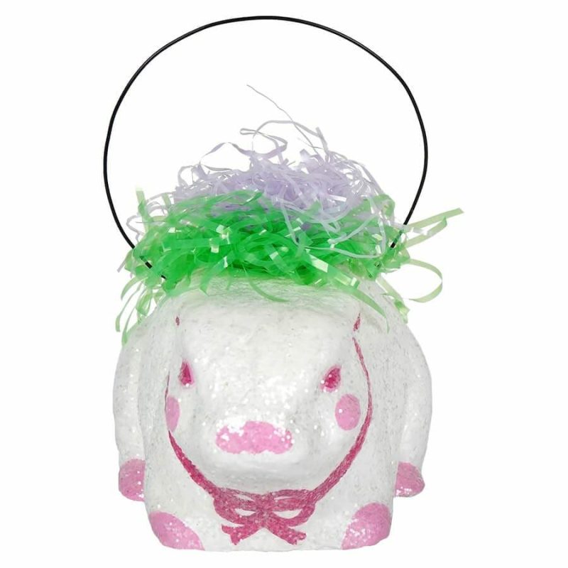 Glittered White Rabbit Container  |  Easter