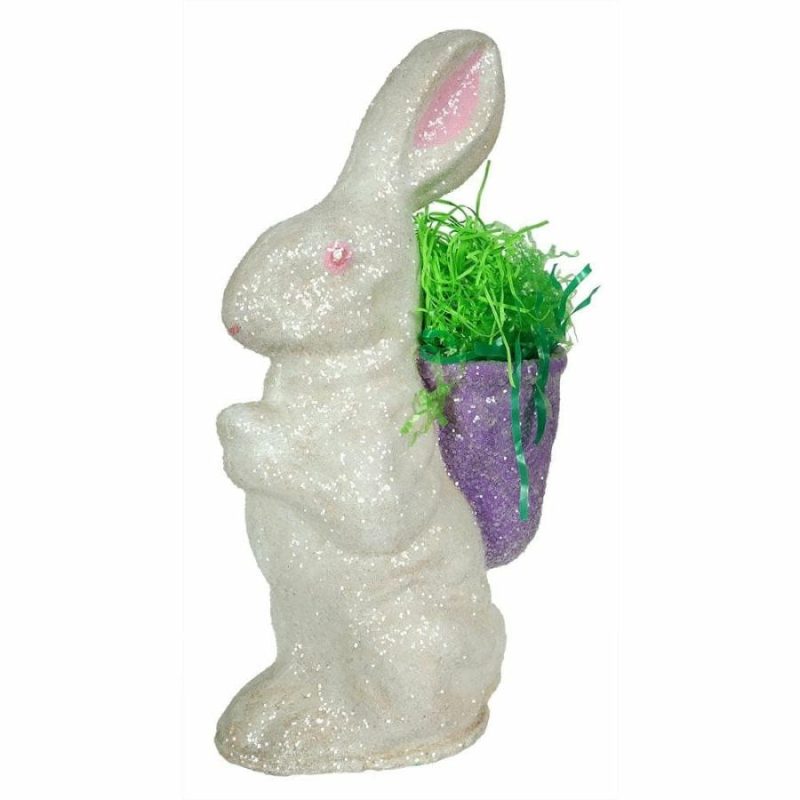 Glittered White Standing Rabbit With Purple Pack  |  Easter