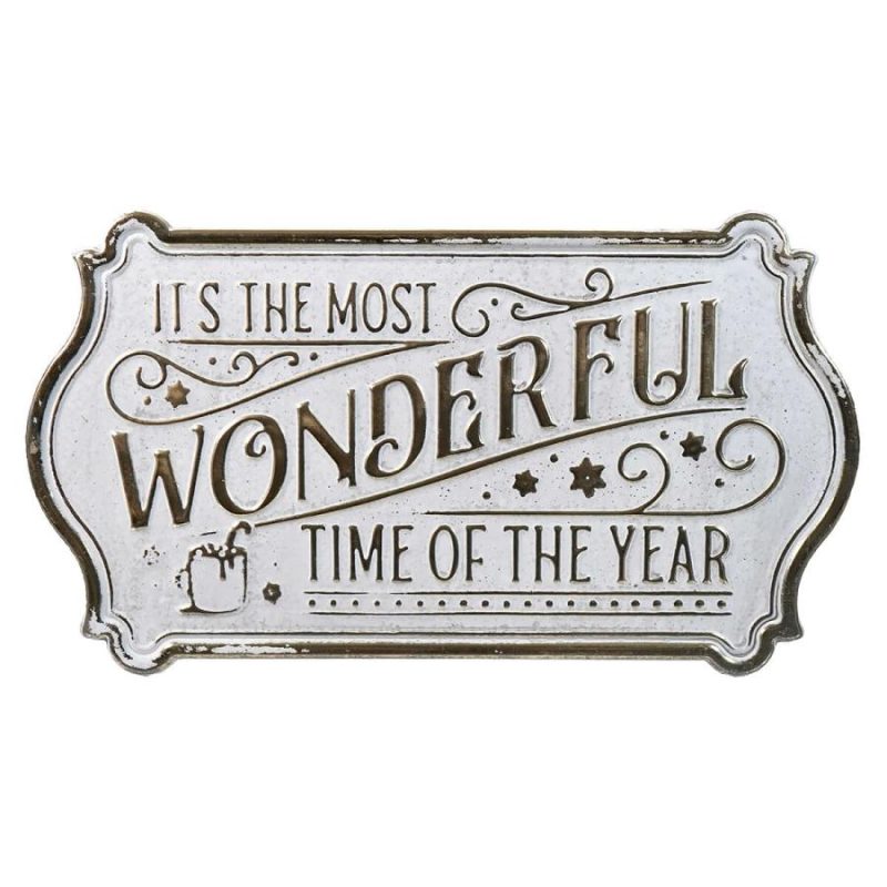 Gold & White Most Wonderful Time Of The Year Sign  |  Christmas