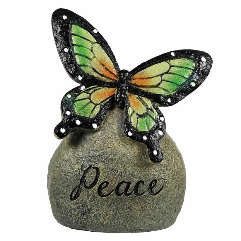 Green Butterfly On “Peace” Stone  |  Easter