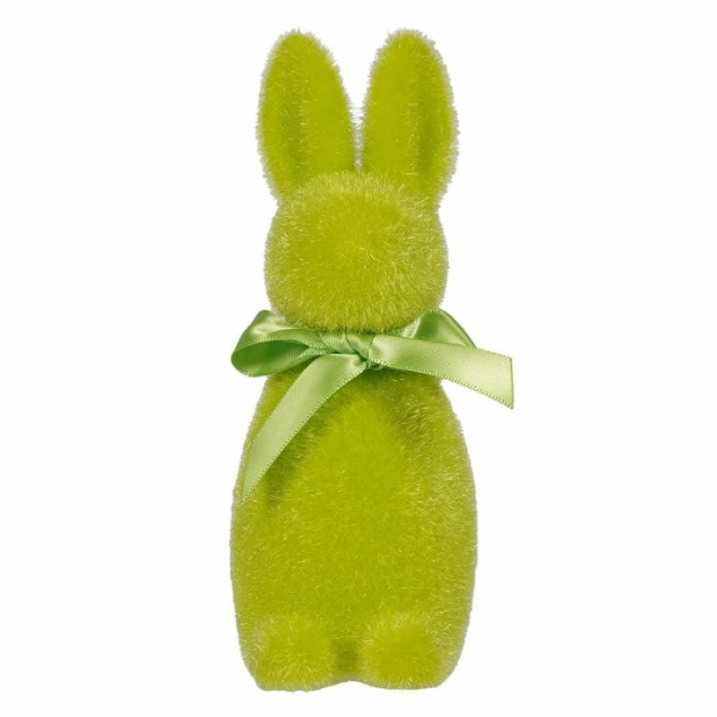 Green Flocked Button Nose Bunny  |  Easter