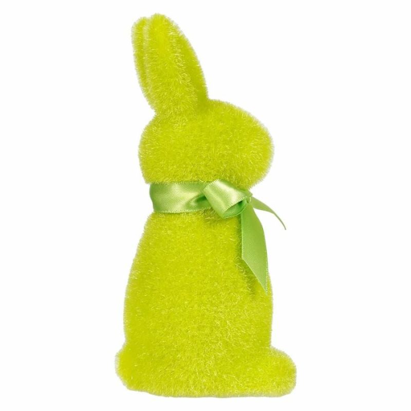 Green Flocked Button Nose Bunny  |  Easter