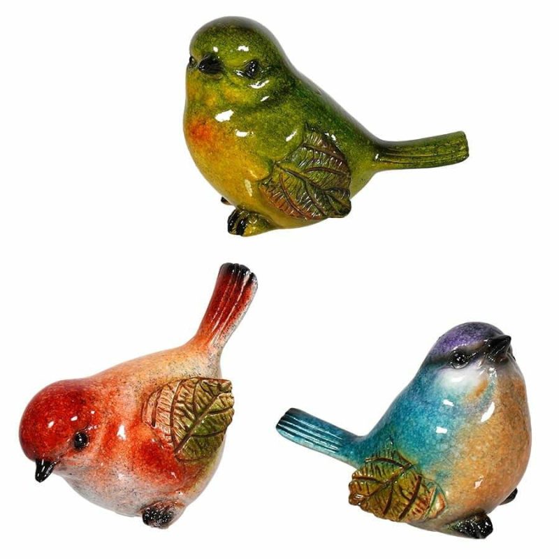 Green, Red & Blue Resin Birds Set/3  |  Easter