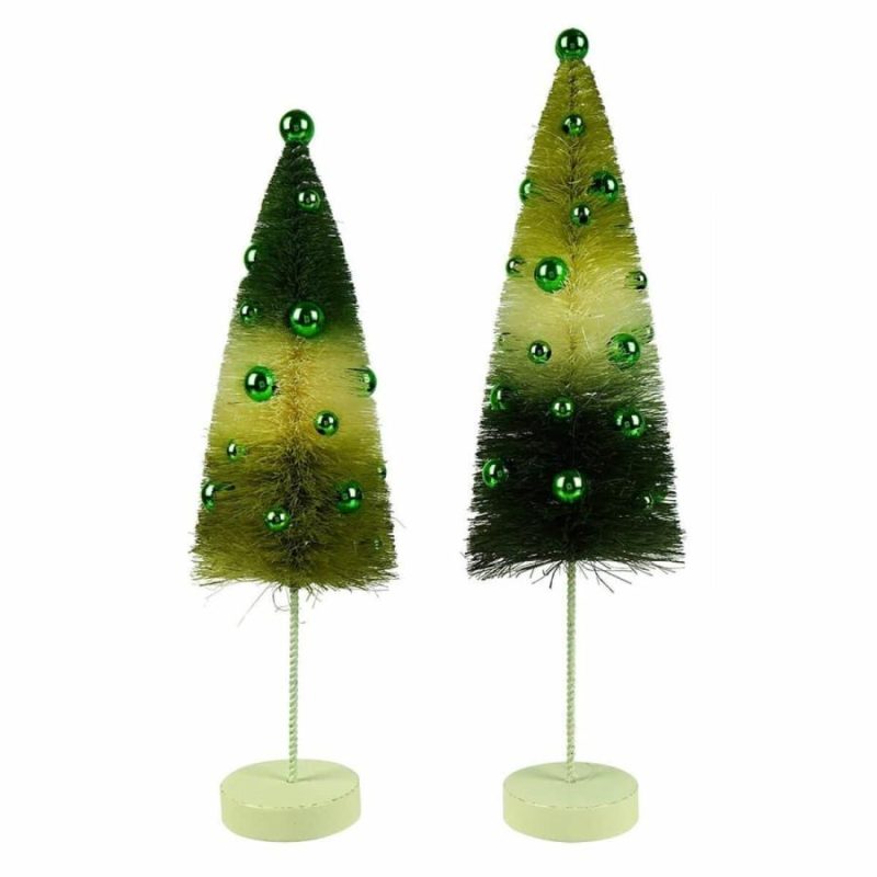 Green Tri-Colored Bottle Brush Trees Set/2  |  St. Patrick’s Day