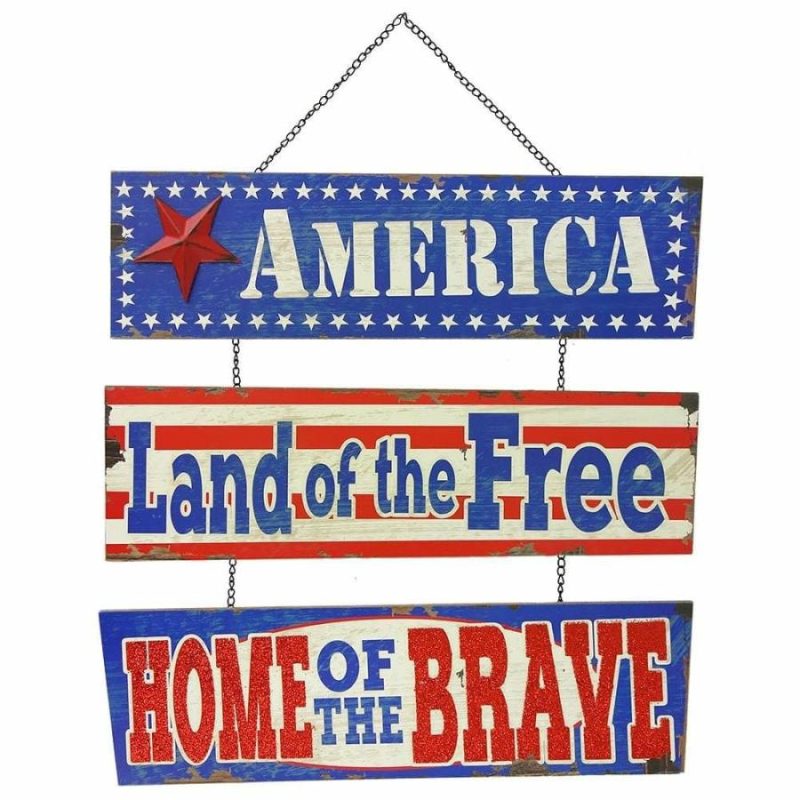 Hanging 3 Verse Patriotic Sign  |  Patriotic