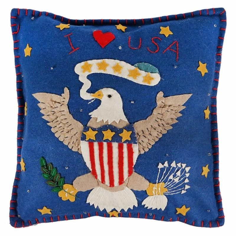 I Love The Usa Eagle Pillow  |  Patriotic