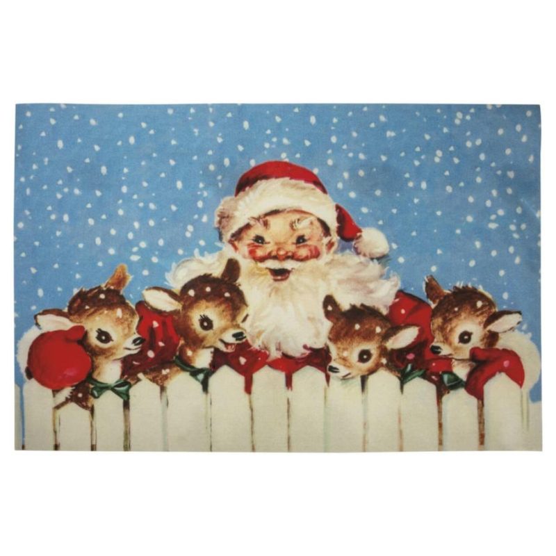 Indoor & Outdoor Decorative Santa & Reindeer Rug  |  Christmas