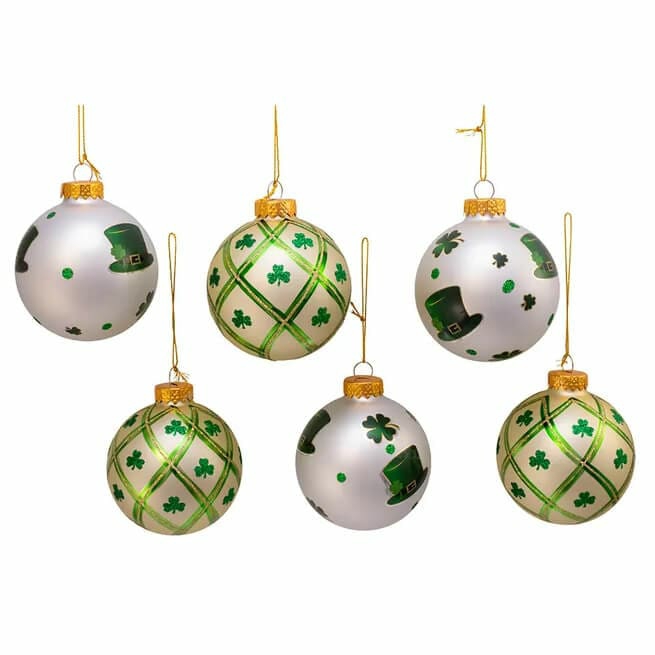 Irish Glass Ball Ornaments Set/6  |  St. Patrick’s Day