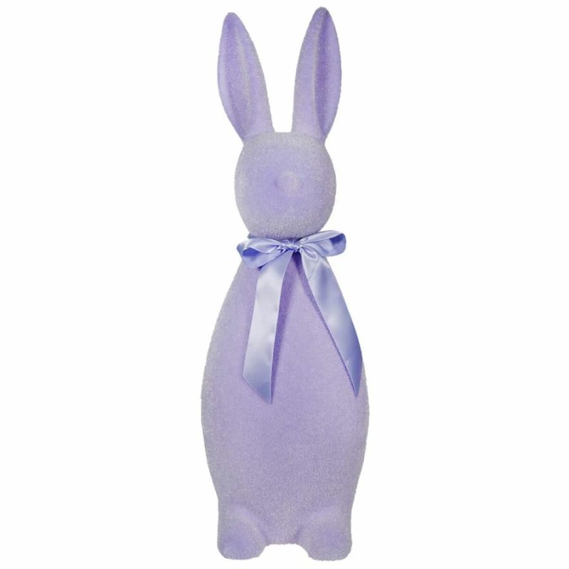 Lavender Flocked Button Nosed Bunny  |  Easter