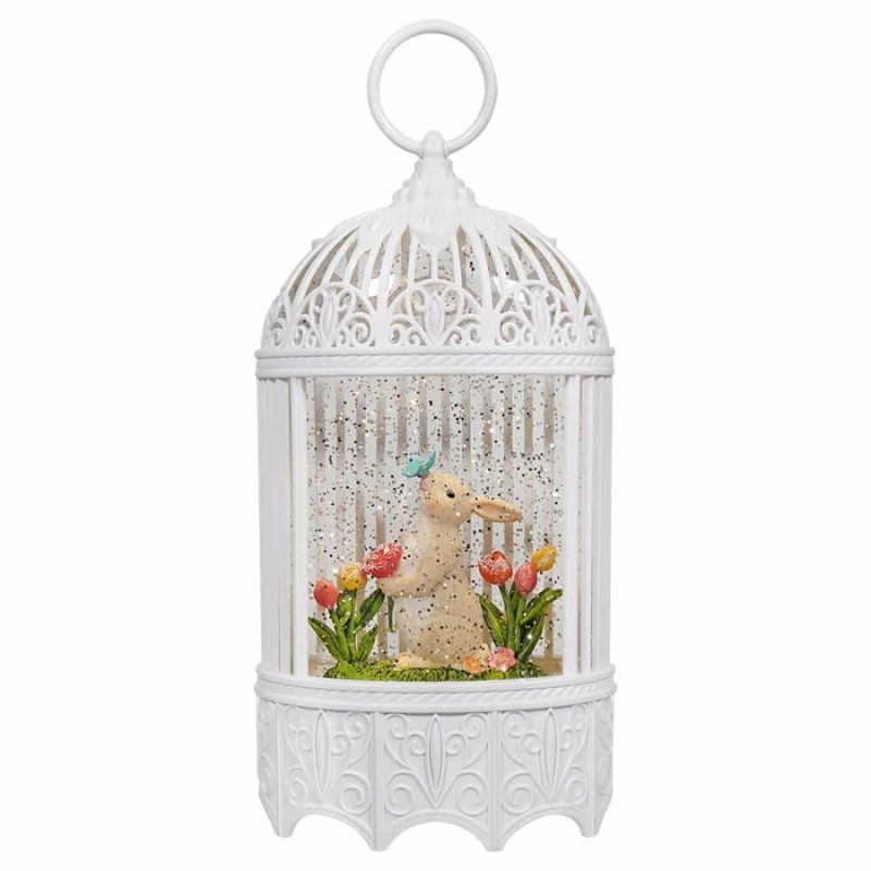 Led Lighted Bunny Gazebo Spinning Water Lantern  |  Easter