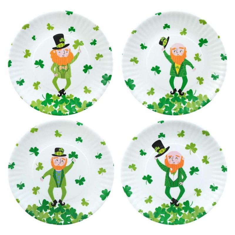 Leprechaun “Paper” Melamine Plates Set/4  |  St. Patrick’s Day