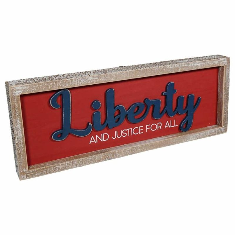 Liberty And Justice For All Wood Layered Americana Decor  |  Patriotic