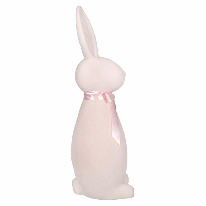 Light Pink Flocked Button Nosed Bunny  |  Easter