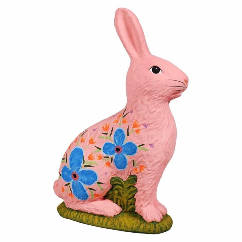 Light Pink Hand Painted Sitting Tabletop Bunny  |  Easter