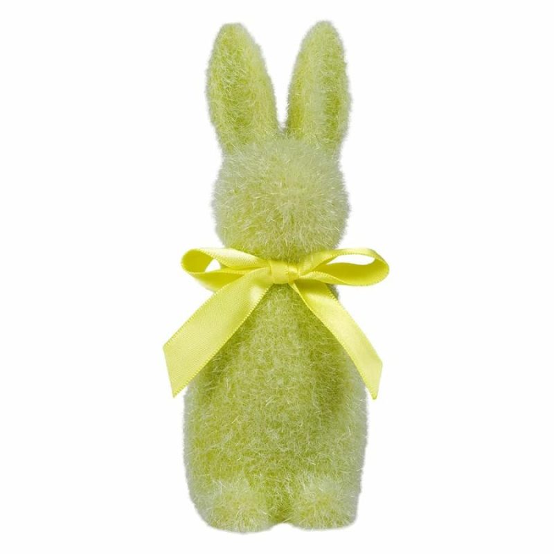 Lime Green Flocked Pastel Button Nose Bunny  |  Easter