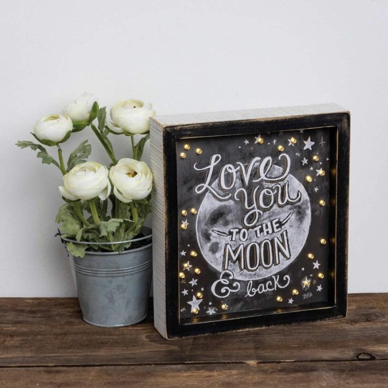 Love You To The Moon And Back Lighted Chalk Sign  |  Easter