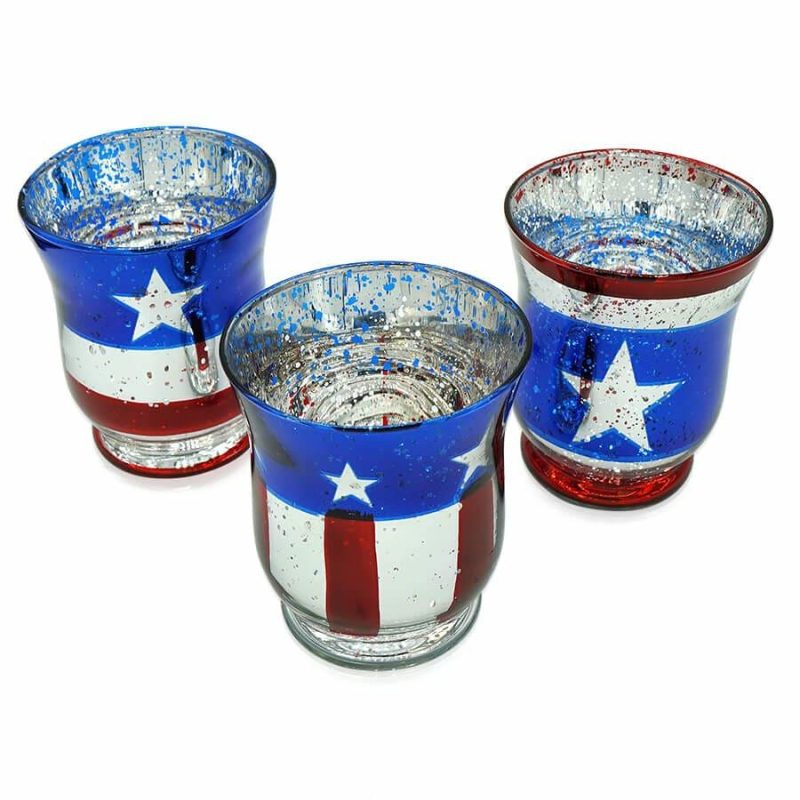 Mercury Americana Glass Hurricane Set/3  |  Patriotic