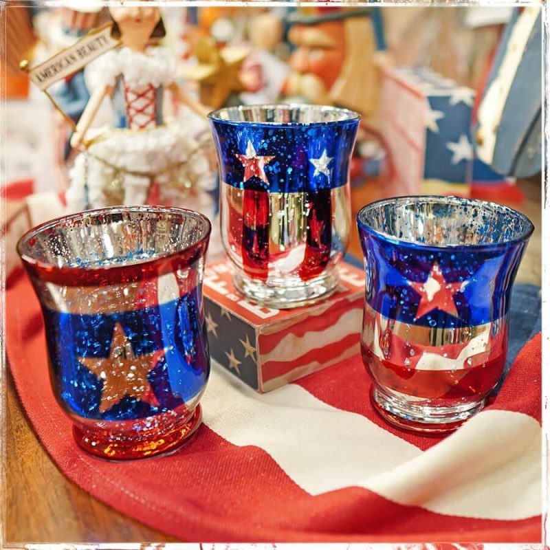 Mercury Americana Glass Hurricane Set/3  |  Patriotic