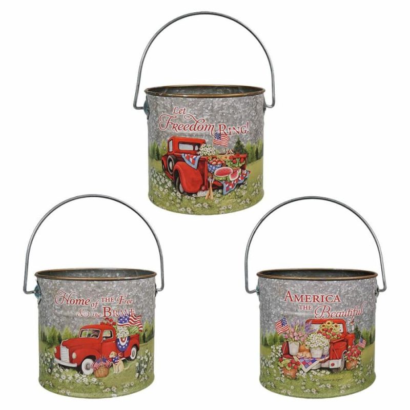 Metal Americana Truck Design Buckets Set/3  |  Patriotic