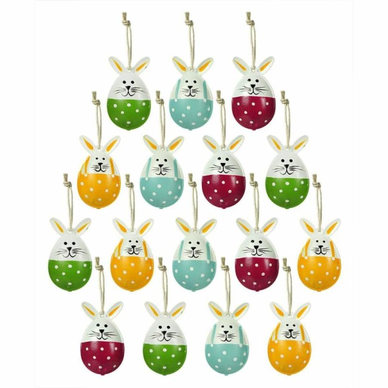 Metal Bunny Ornaments Set/16  |  Easter