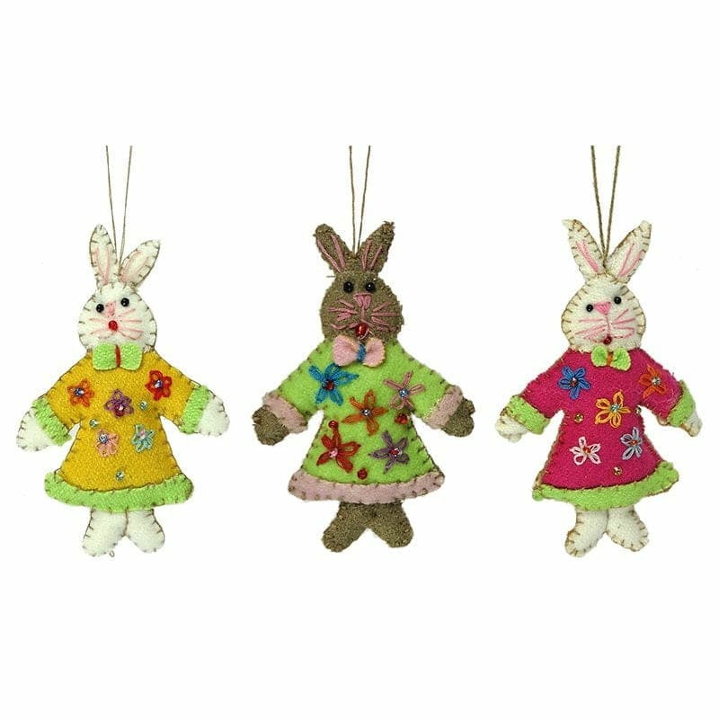 Mini Dressed Bunny Ornaments Set/3  |  Easter