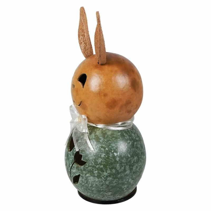 Miniature Green Willow Bunny Gourd With Tulip Cutout  |  Easter