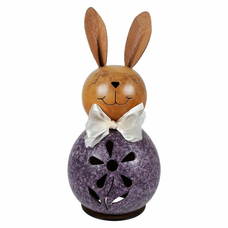 Miniature Purple Willow Bunny Gourd With Flower Cutout  |  Easter