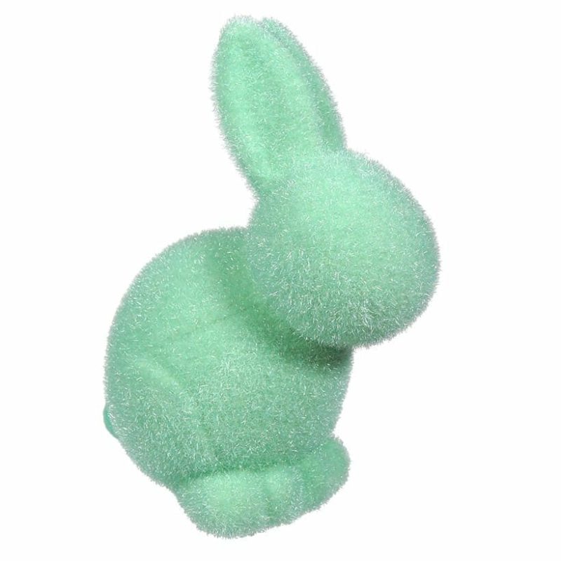 Pastel Aqua Green Flocked Seated Bunny  |  Easter