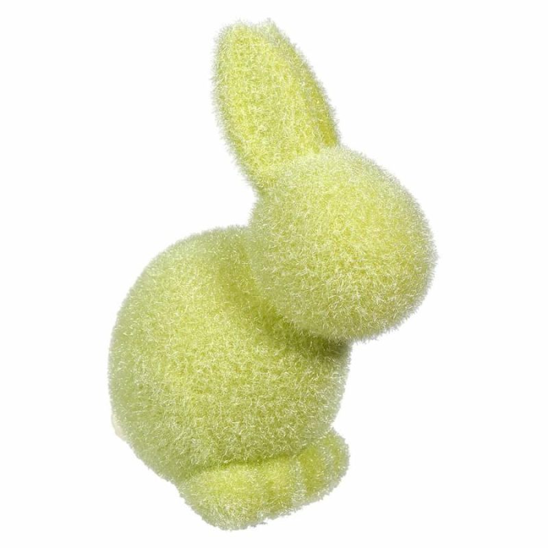 Pastel Lime Green Flocked Seated Bunny  |  Easter