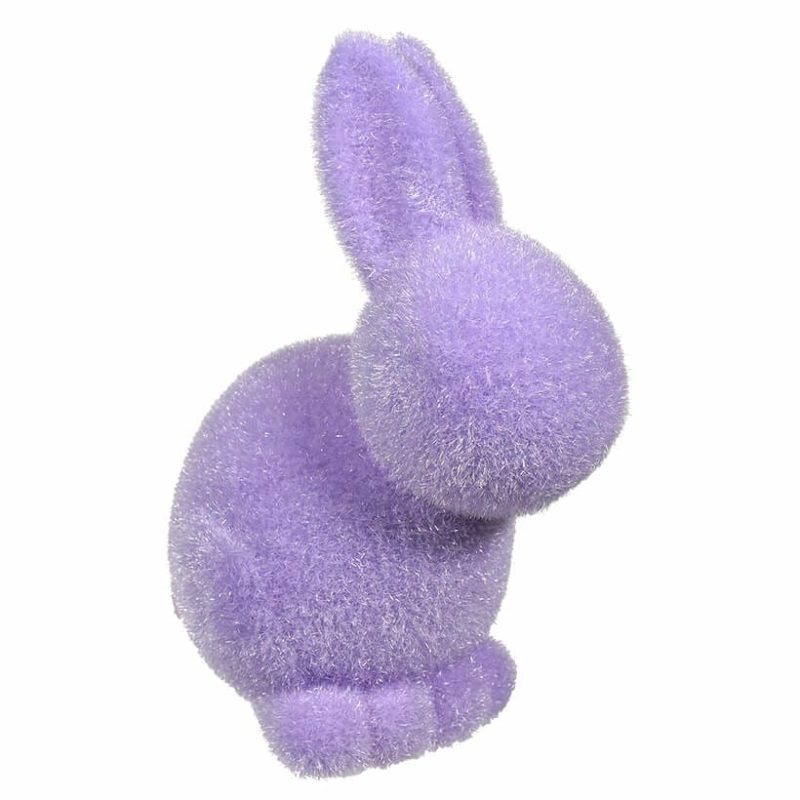 Pastel Purple Flocked Seated Bunny  |  Easter