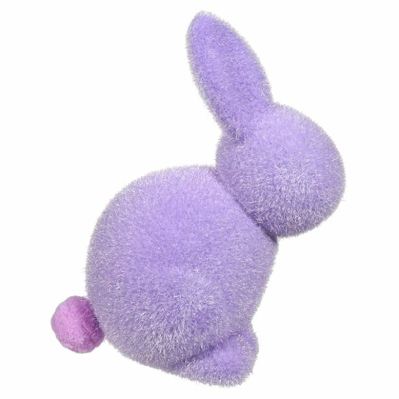 Pastel Purple Flocked Seated Bunny  |  Easter