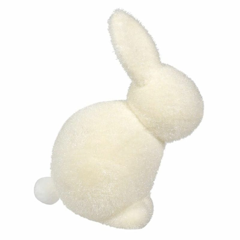 Pastel White Flocked Seated Bunny  |  Easter