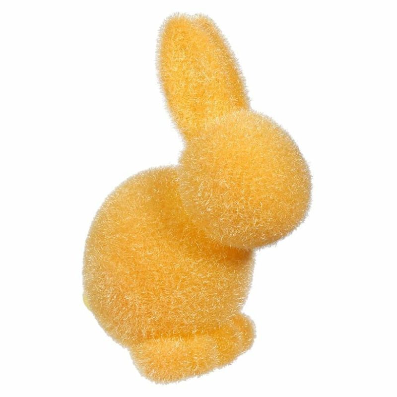 Pastel Yellow Flocked Seated Bunny  |  Easter