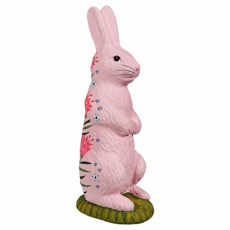 Pink Hand Painted Standing Tabletop Bunny  |  Easter