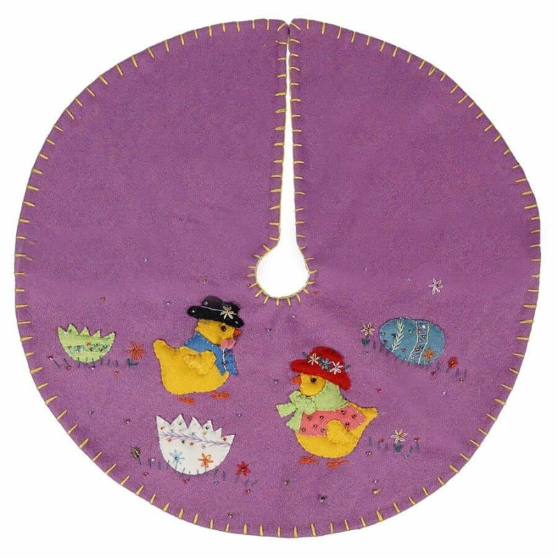 Purple Chick’s With Eggs Tree Skirt  |  Easter