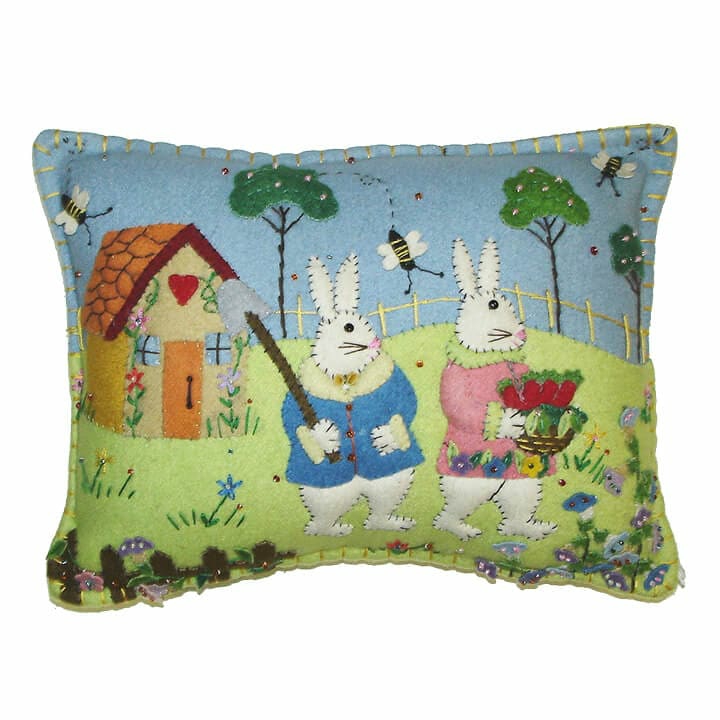 Reaping The Harvest Bunnies Pillow  |  Easter