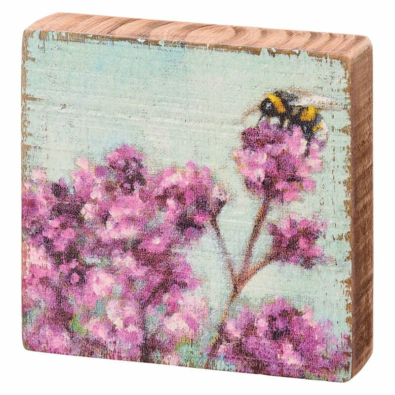 Red Clover & Bee Wood Block Sign  |  Easter