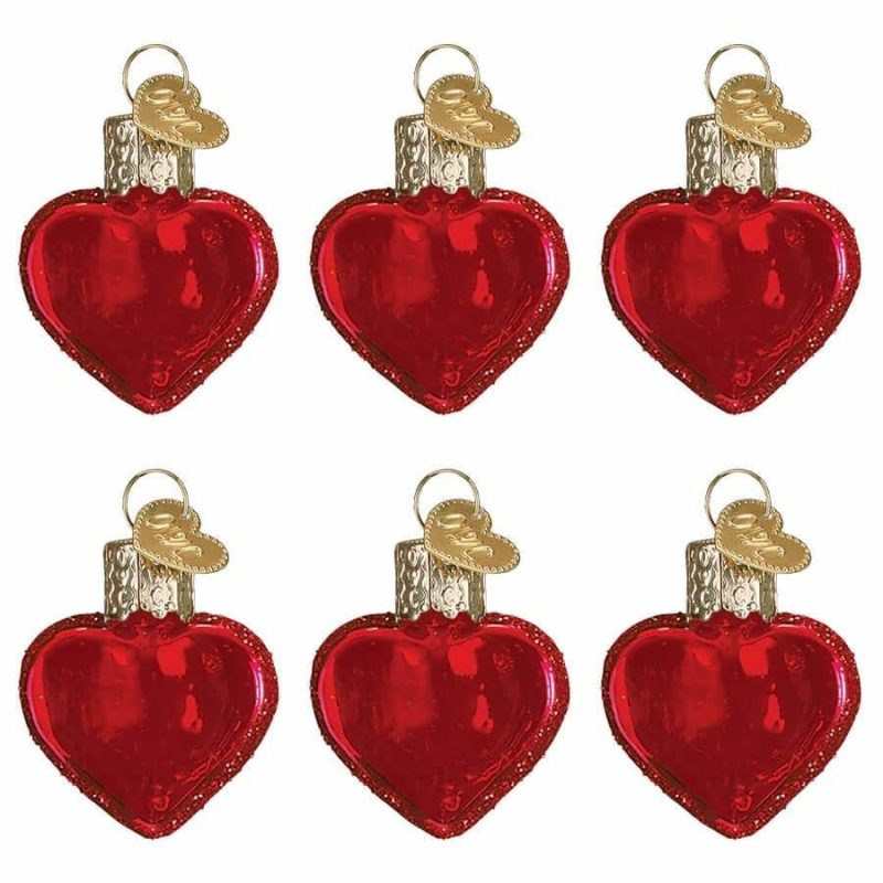 Red Glitter Hearts Ornaments Set/6  |  Valentine’s Day