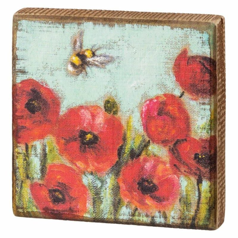 Red Poppies Block Sign  |  Easter