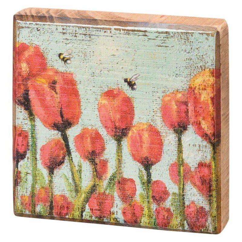 Red Tulips Block Sign  |  Easter