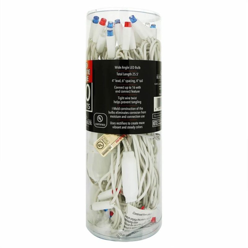 Red, White & Blue Frost 50 Led Light Strand  |  Patriotic