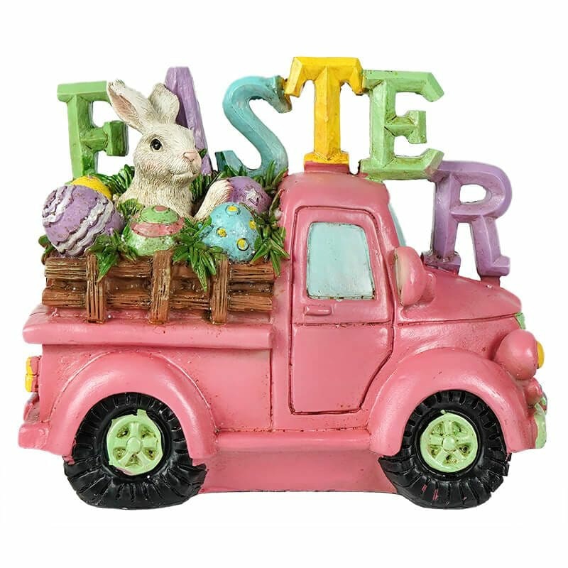 Resin Pink Truck With Easter Sign  |  Easter