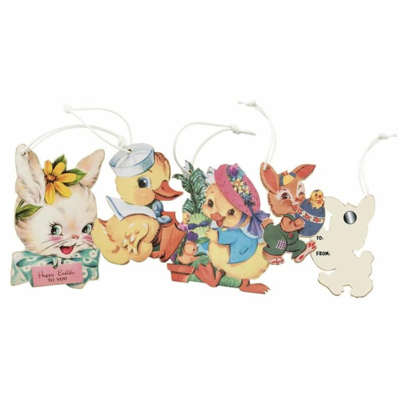 Retro Magnetic Easter Holiday Tag Ornaments Set/4  |  Easter