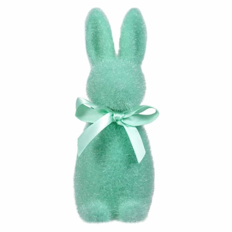 Seafoam Flocked Pastel Button Nose Bunny  |  Easter