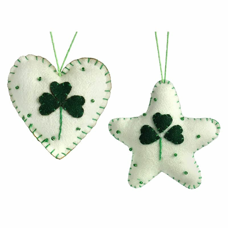 Shamrock Star/Heart Ornaments Set/2  |  St. Patrick’s Day