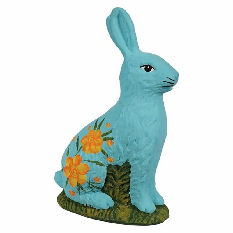 Sitting Hand Painted Aqua Chocolate Bunny  |  Easter