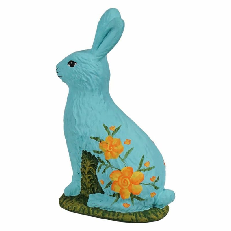 Sitting Hand Painted Aqua Chocolate Bunny  |  Easter