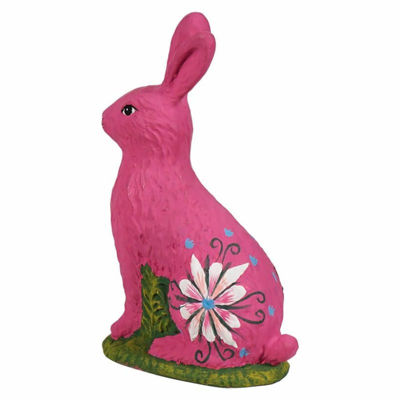 Sitting Hand Painted Hot Pink Chocolate Bunny  |  Easter