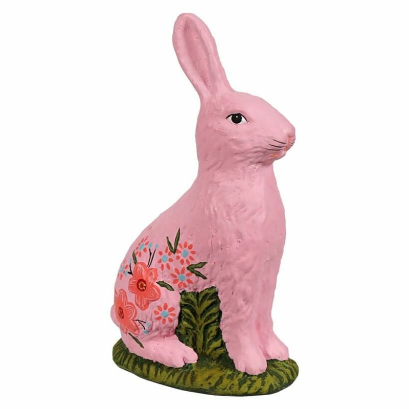 Sitting Hand Painted Pink Chocolate Bunny  |  Easter